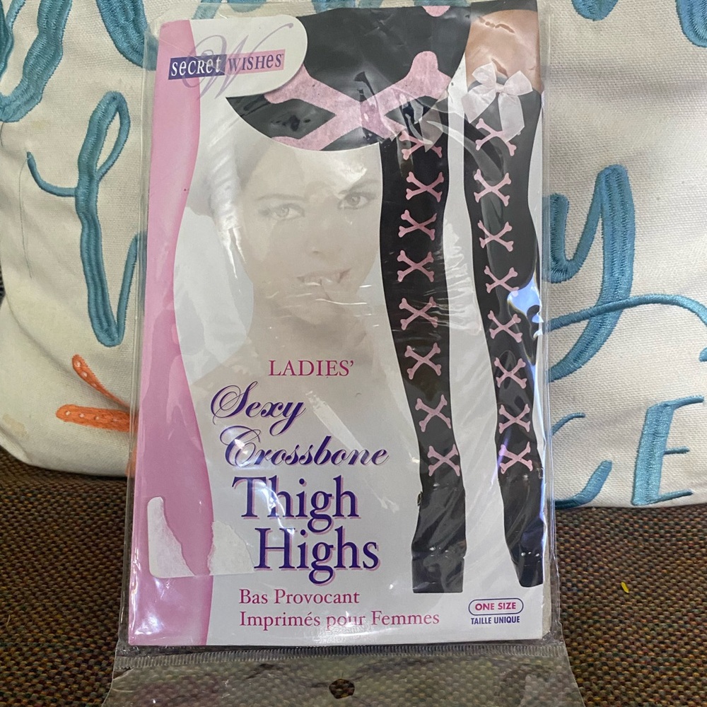 Secret Wishes Pink and Black Thigh Highs